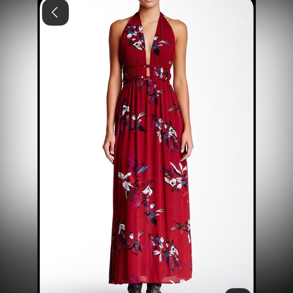 NWOT Meghan LA Maui Maxi Dress Burgundy Floral Small